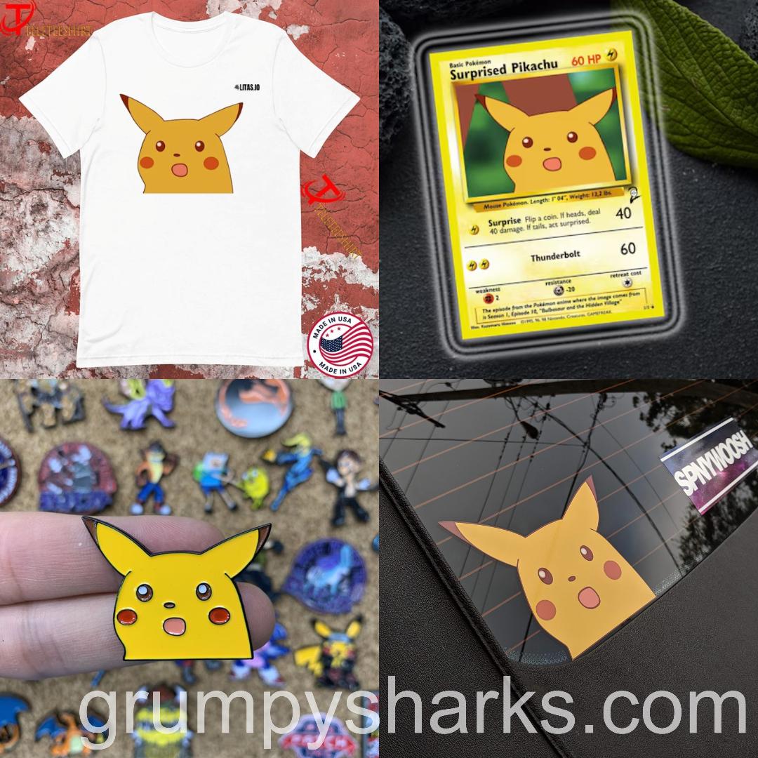 How has the Surprised Pikachu meme influenced merchandise and mainstream culture over time