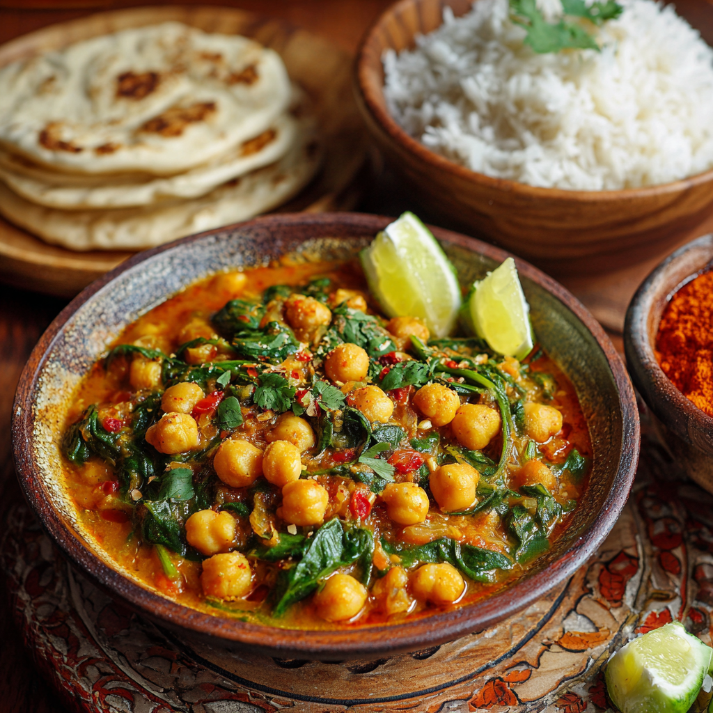 Easy Wholesome Dinner Ideas - Chickpea and Spinach Curry